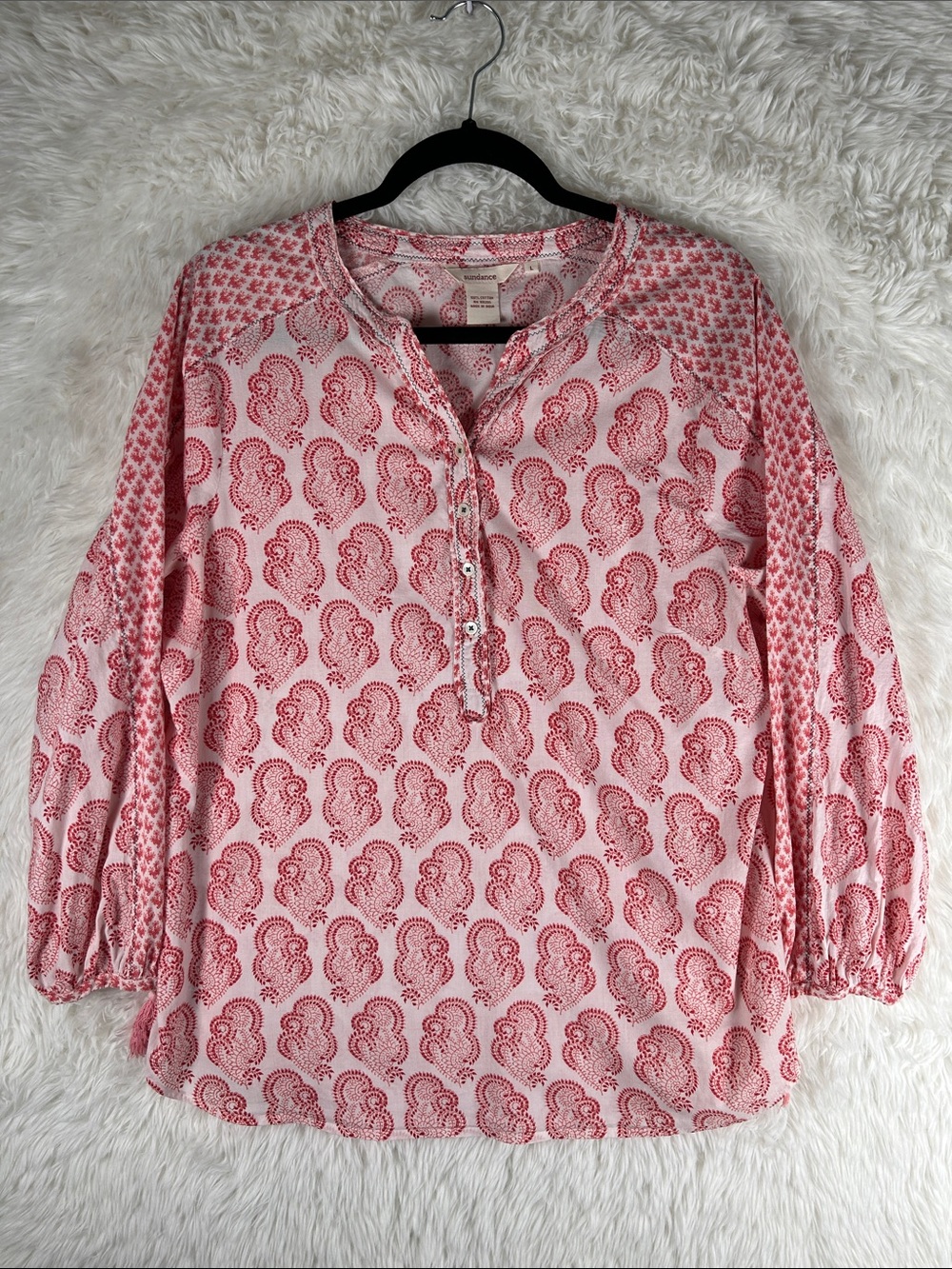 Sundance Paisley Printed Women's Henley Top